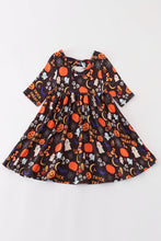 Black halloween pumpkin twirl dress - ARIA KIDS