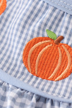 Blue woven check pumpkin embroidery girl set - ARIA KIDS