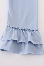 Blue woven check pumpkin embroidery girl set - ARIA KIDS