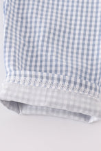 Blue woven check pumpkin embroidery boy set - ARIA KIDS