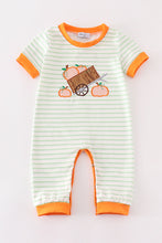Orange wheelbarrow pumpkin applique boy romper - ARIA KIDS