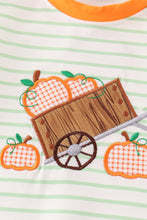 Orange wheelbarrow pumpkin applique boy romper - ARIA KIDS