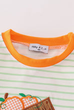 Orange wheelbarrow pumpkin applique boy romper - ARIA KIDS