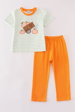 Orange wheelbarrow pumpkin applique boy set - ARIA KIDS