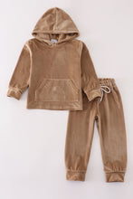 Beige velvet boy hoodie set - ARIA KIDS