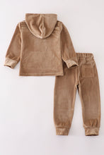 Beige velvet boy hoodie set - ARIA KIDS