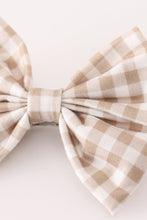 Khaki gingham piggie hair bow - ARIA KIDS