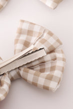 Khaki gingham piggie hair bow - ARIA KIDS