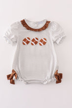 Brown football french knot stripe girl bubble - ARIA KIDS