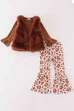 Fur vest football 3pc girl bell pants set - ARIA KIDS