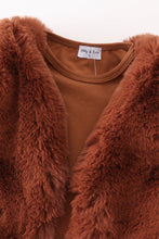 Fur vest football 3pc girl bell pants set - ARIA KIDS