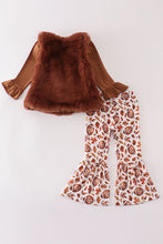 Fur vest football 3pc girl bell pants set - ARIA KIDS