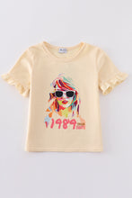 Cream music fan print girl top - ARIA KIDS