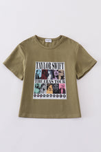 Green music fan print girl top - ARIA KIDS