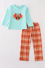 Green turkey applique boy set - ARIA KIDS