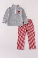 Alabama embroidery gingham pullover & pants set - ARIA KIDS