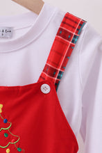 Red tree embroidery plaid jumpsuit set - ARIA KIDS