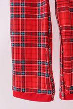 Red tree embroidery plaid jumpsuit set - ARIA KIDS