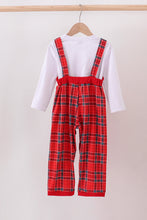 Red tree embroidery plaid jumpsuit set - ARIA KIDS