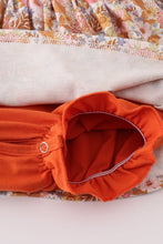 Rust floral print deer embroidery ruffle bubble - ARIA KIDS