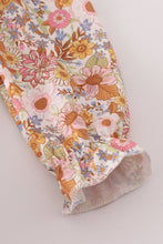 Rust floral print deer embroidery ruffle bubble - ARIA KIDS