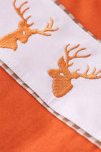 Rust deer embroidery gingham pants set - ARIA KIDS