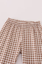 Rust deer embroidery gingham pants set - ARIA KIDS