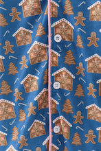 Navy gingerbread print mom gown - ARIA KIDS