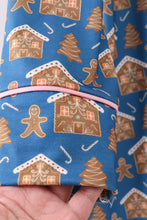Navy gingerbread print mom gown - ARIA KIDS