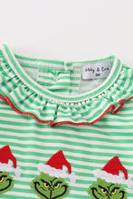 Green stripe christmas grinch girl romper