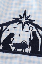 Navy plaid nativity embroidery girl romper - ARIA KIDS