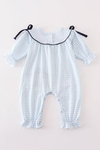 Navy plaid nativity embroidery girl romper - ARIA KIDS