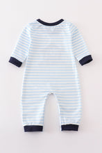 Navy plaid nativity embroidery boy romper - ARIA KIDS