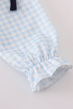 Navy plaid nativity embroidery girl bubble - ARIA KIDS