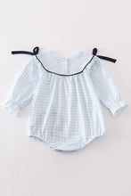 Navy plaid nativity embroidery girl bubble - ARIA KIDS