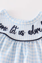 Navy plaid nativity embroidery girl bloomers set - ARIA KIDS