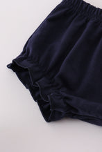 Navy plaid nativity embroidery girl bloomers set - ARIA KIDS