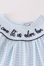 Navy plaid nativity embroidery girl set - ARIA KIDS