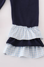 Navy plaid nativity embroidery girl set - ARIA KIDS