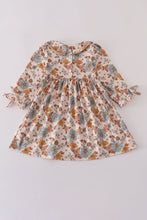 Khaki deer embroidery floral dress - ARIA KIDS