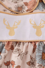 Khaki deer embroidery floral pants set - ARIA KIDS
