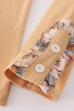 Khaki deer embroidery floral pants set - ARIA KIDS