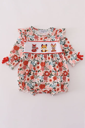 Fox embroidery floral print bubble - ARIA KIDS