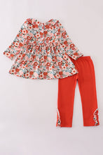 Fox embroidery floral print pants set - ARIA KIDS