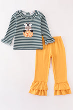 Green stripe cow pumpkin applique girl set - ARIA KIDS