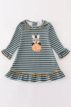 Green stripe cow pumpkin applique dress - ARIA KIDS