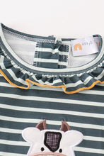 Green stripe cow pumpkin applique dress - ARIA KIDS