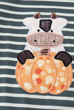 Green stripe cow pumpkin applique dress - ARIA KIDS