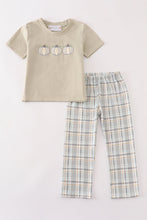 Pumpkin french knot plaid boy set - ARIA KIDS