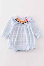 Teal thanksgiving turkey french knot plaid girl bubble